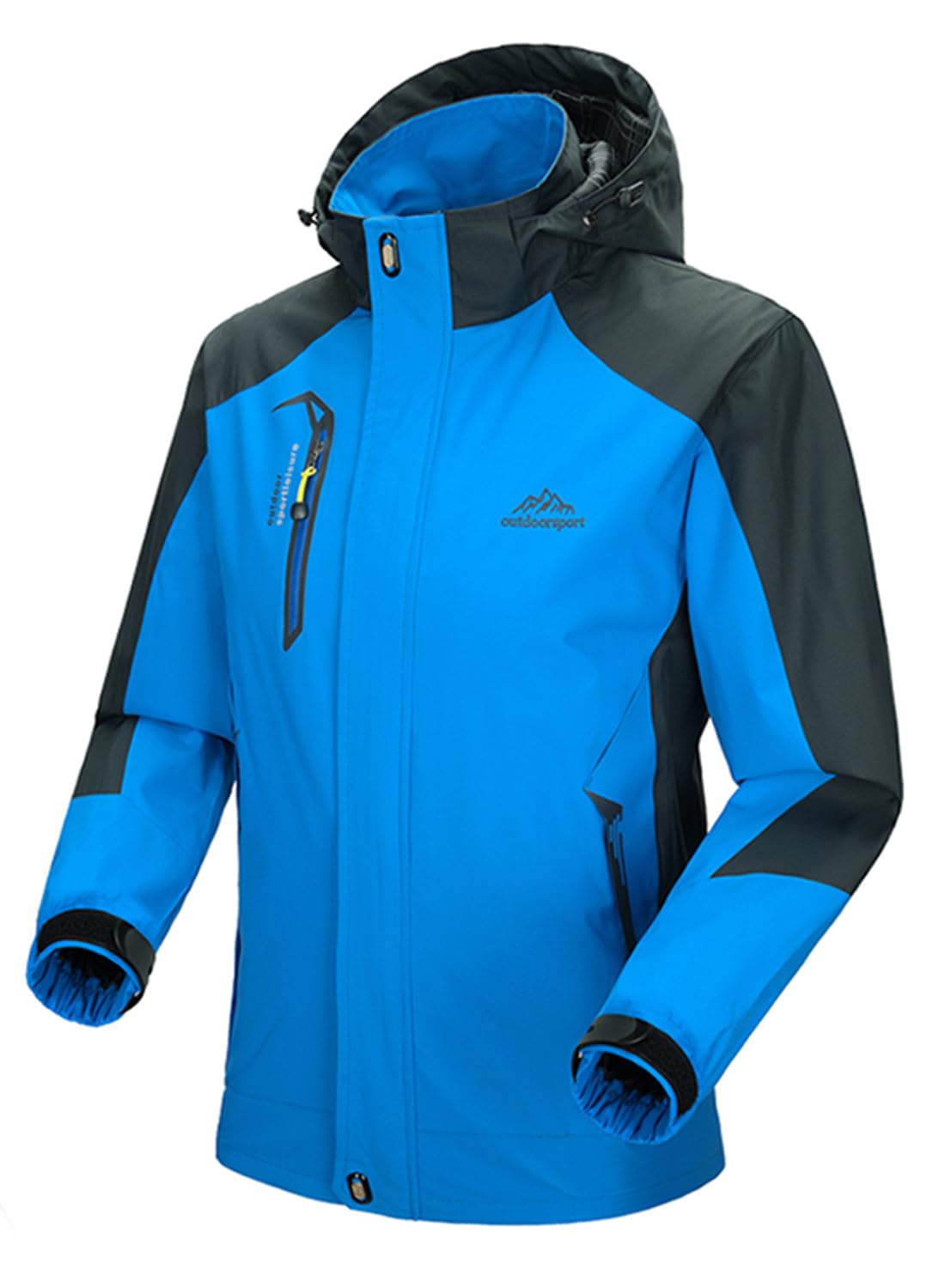 YSENTO Herren Regenjacke wasserdichte Outdoor Atmungsaktive Wandern Funktionelle Softshell Winddichte Regenjacke mit Abnehmbarer Kapuze