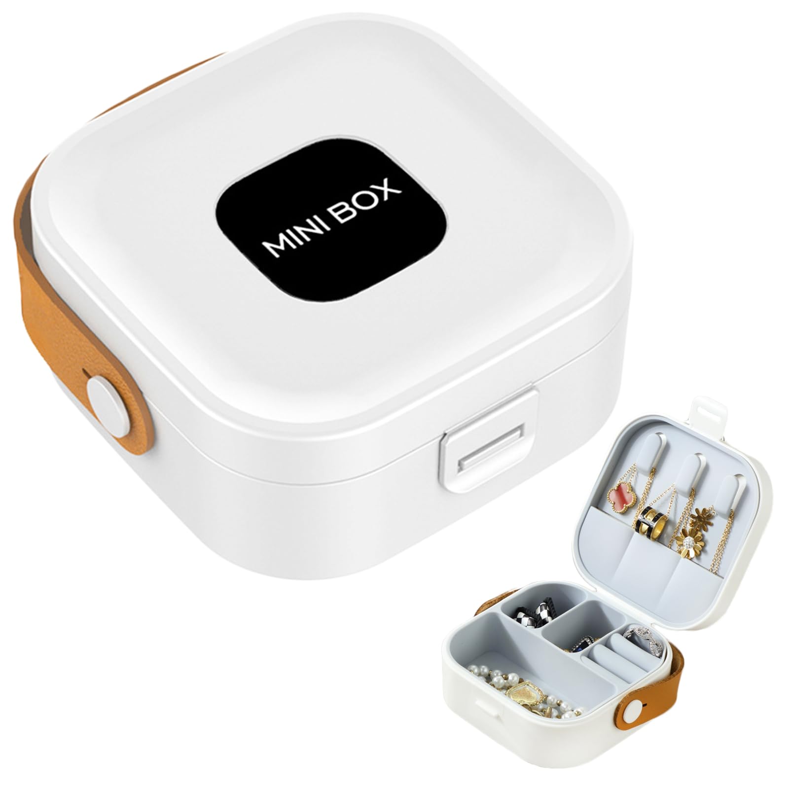 Vyooxcy Travel Mini Jewelry Box，Portable Versatile Storage Organizer Jewellery Ring Organizer Case Storage Gift Box Girls Women (white)