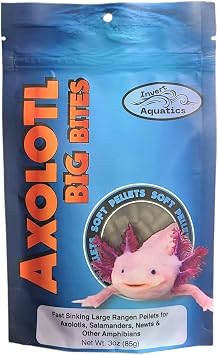 Axolotl Big Bites - Fast Sinking, Soft Pellet Daily Diet for Axolotls, Newts, Salamanders & Other Amphibians 3 oz 85g