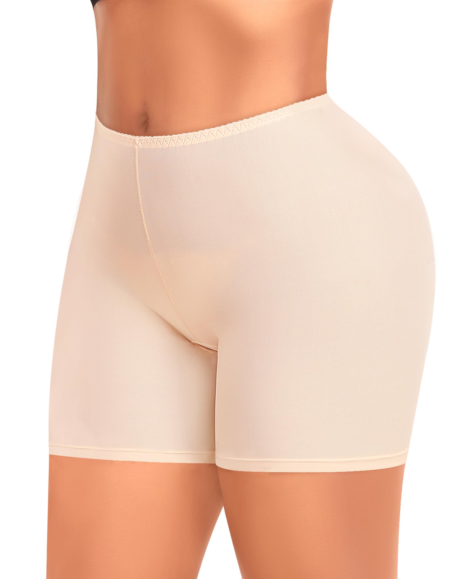 YARRCO Damen Unterhose Kurz Hose Unter Rock Kleid Nahtlos Slipshort Anti Chafing Boxershorts Kurz Leggings Radlerhose (Beige, XL)