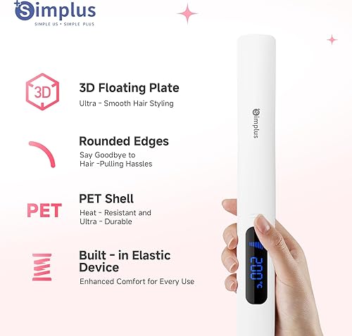 Miniatura 5 de SIMPLUS Alisadora de pelo, plancha de cerámica de calentamiento rápido de 10 segundos, temperatura variable, 1 pulgada, 446 F, alisador de pelo