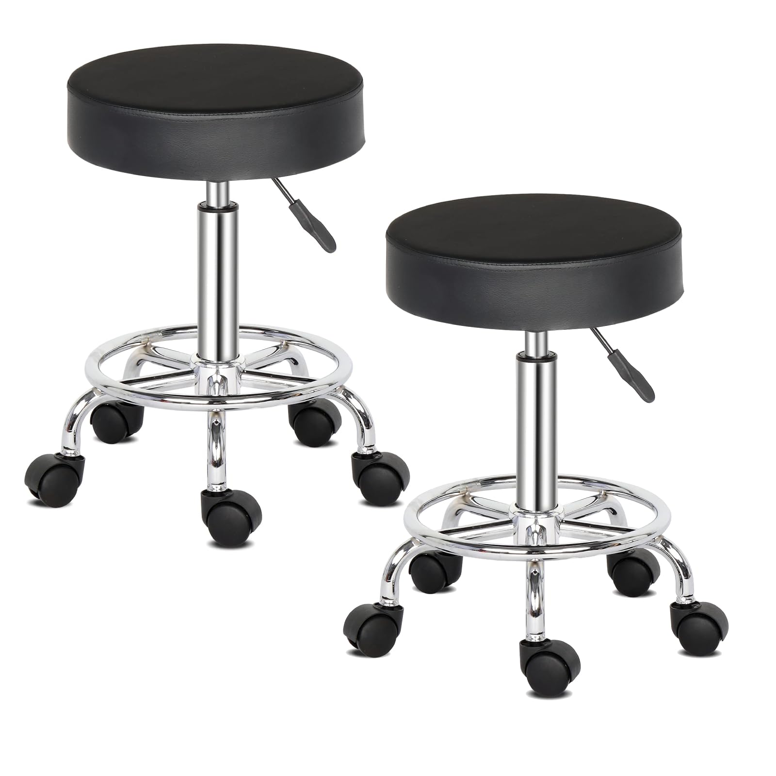Chaise a roulette salon de massage et cuisine Alightup lot de 2 tabourets noirs