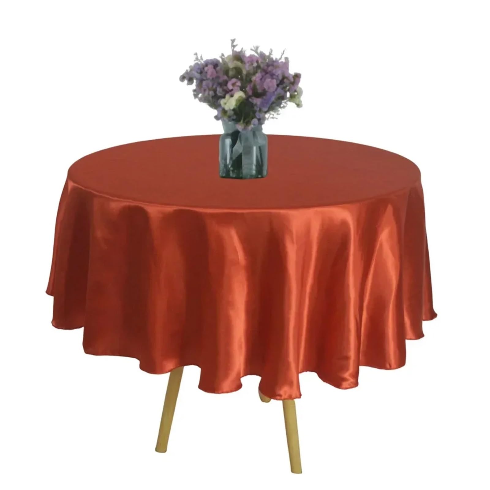 ZHSOAO Round Satin Tablecloth Wedding Party Overlays Decoration Birthday Shower Restaurant Home Table Cloth for Cafe(Red,180CM)