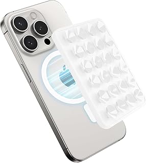 حامل موبايل مغناطيسي بقاعدة تثبيت لاصقة سيليكون لموبايل آيفون وسامسونج وجوجل، حامل بدون استخدام اليدين لصور السيلفي ومقاطع الفيديو من جيليبي، أبيض