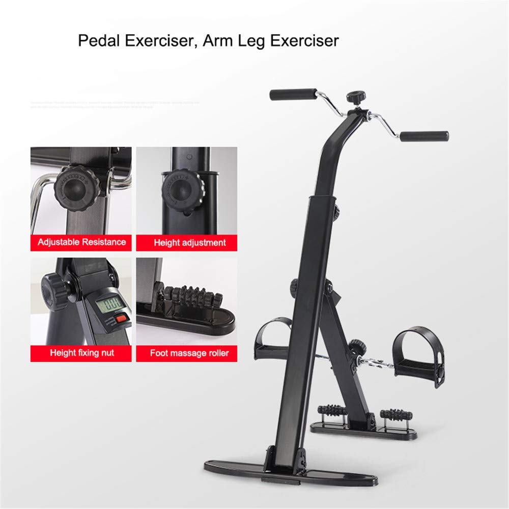 Mini bicicleta estática con pedal de fitness para ejercicio de recuperación de piernas, brazos y rodillas con pantalla LCD y rodillo de masaje de pies, equipo de rehabilitación de resistencia ajustabl