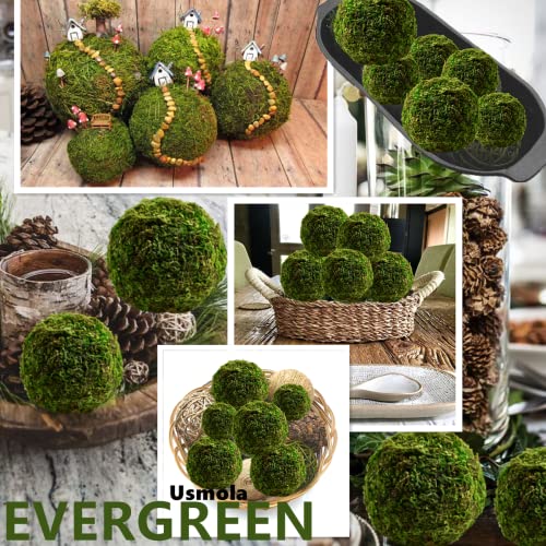 Image of Usmola 18pcs Fake Moss Balls, 6pcs 3.2 inch Faux Green Balls + 12pcs 2 inch Artificial Moss Decorative Balls for Centerpiece Bowls (Fresh Green)