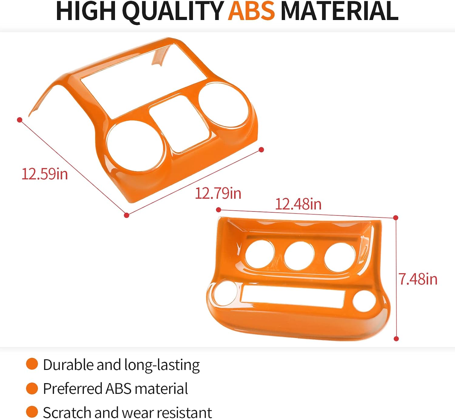 RT-TCZ for Jeep Interior Center Dashboard Control Panel Cover Trim & Air Conditioning Switch Panel Frame Cover Trim Kit Decoration for Jeep Wrangler Accessories JK & Unlimited 2011-2018 Orange