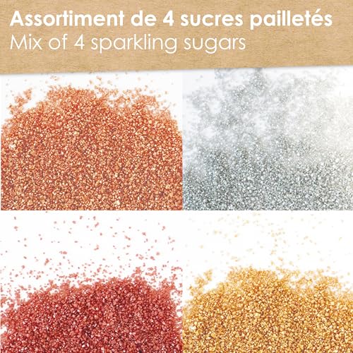 ScrapCooking - Essbarer Glitzer Zucker Mix - Gold, Roségold, Silber, Rubin 76 g – Lebensmittel Glitzerpulver Pastry Decors – 4807