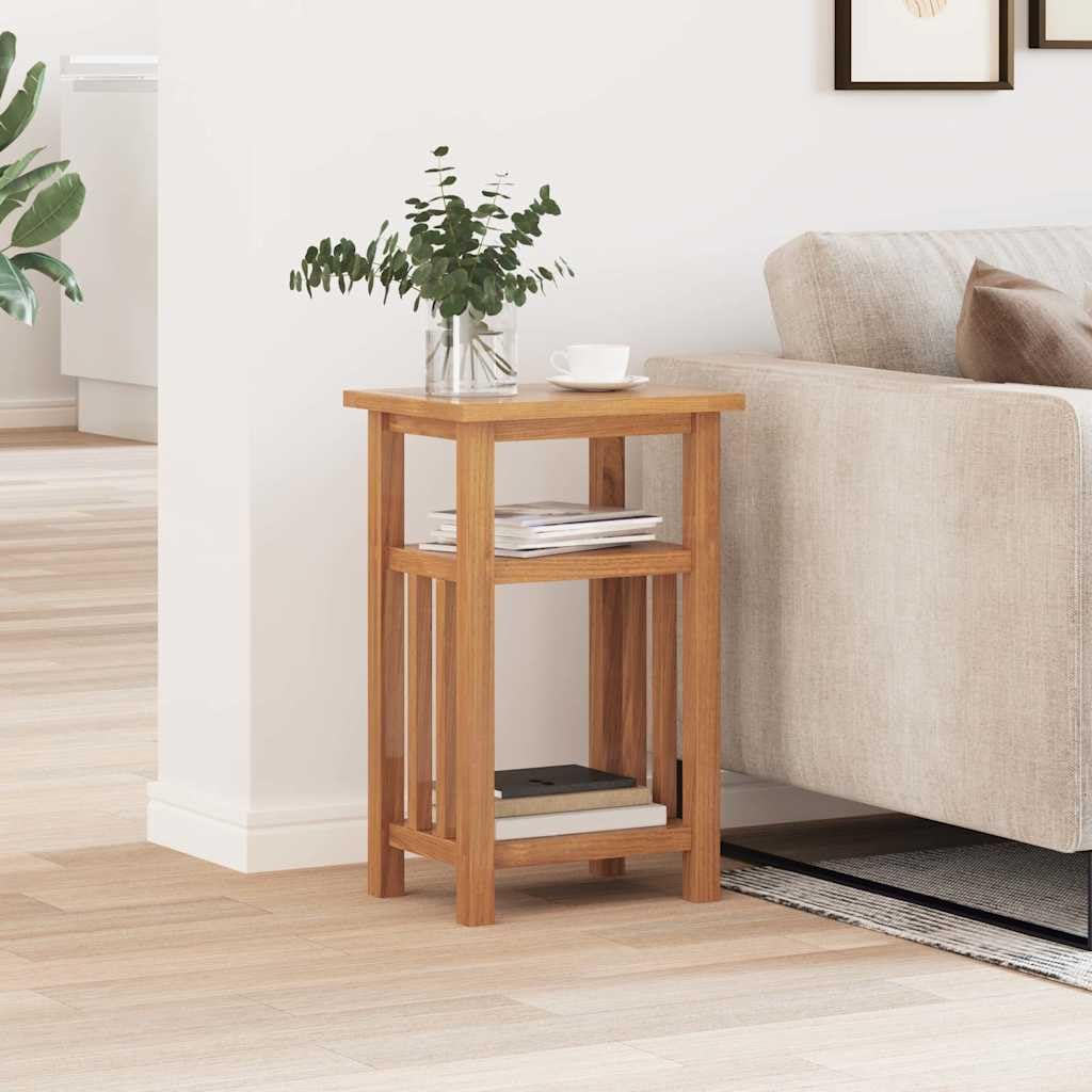 vidaXL Comodino, 27x35x55 cm, Rovere Massello & Impiallacciatura MDF, Marrone, Tavolino Compatto, con 2 Ripiani e Portariviste, Stile Moderno, per Camera da Letto o Soggiorno