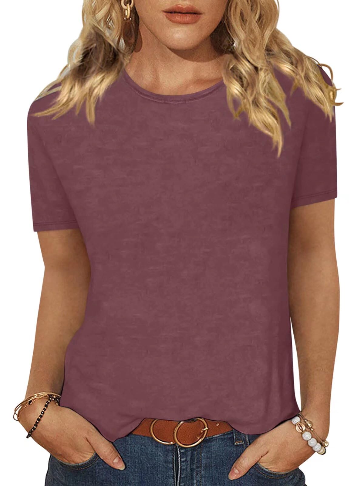 EADINVE Women Tops Casual T Shirts Crewneck Short Sleeve Summer Tees Basic Blouses Loose Fit 2025