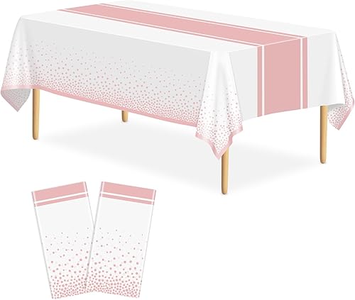 Miniatura 30 de Paquete de 2 Manteles Blancos y Dorados Decoraciones para Fiestas Mantel de Plástico Blanco Impreso Camino de Mesa Dorado 54 x 108 Pulgadas Cubierta