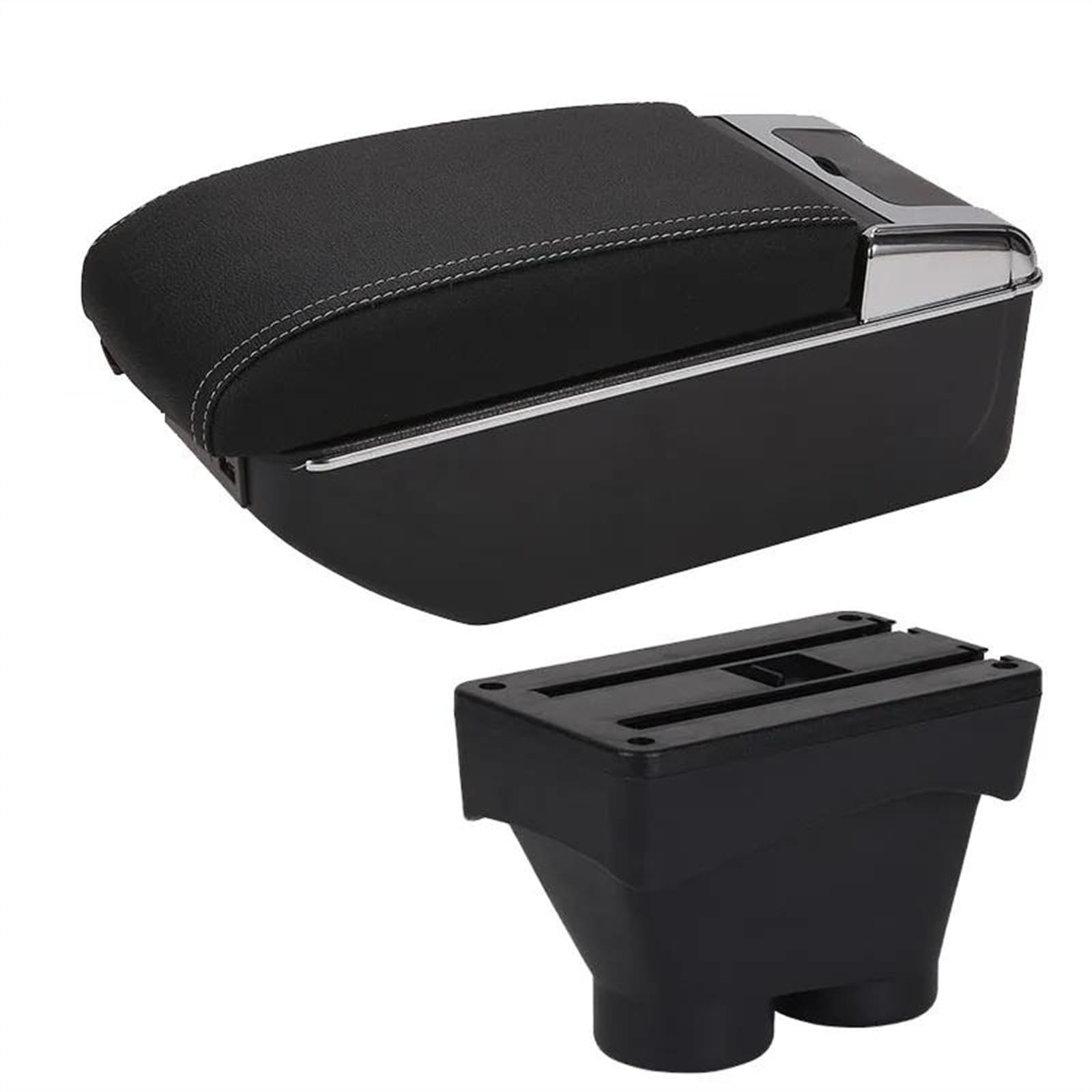 NMJLQW Storage Rack Car Center Console Storage Box Multifunctional Armrest Storage Box Interior Accessories For 208 2012-2018(A3 Black white 7USB)