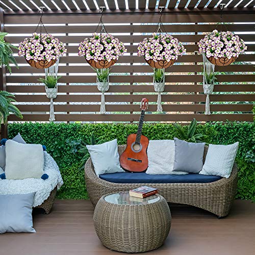 Homsunny Artificial Hanging Flowers In Basket Silk Flower With 12 Inch Flowerpot Centerpieces,Fake Hanging Plants In Coconut Lining Hanging Basket For Outdoors Indoors Courtyard Decor (Light Purple) #TOP1