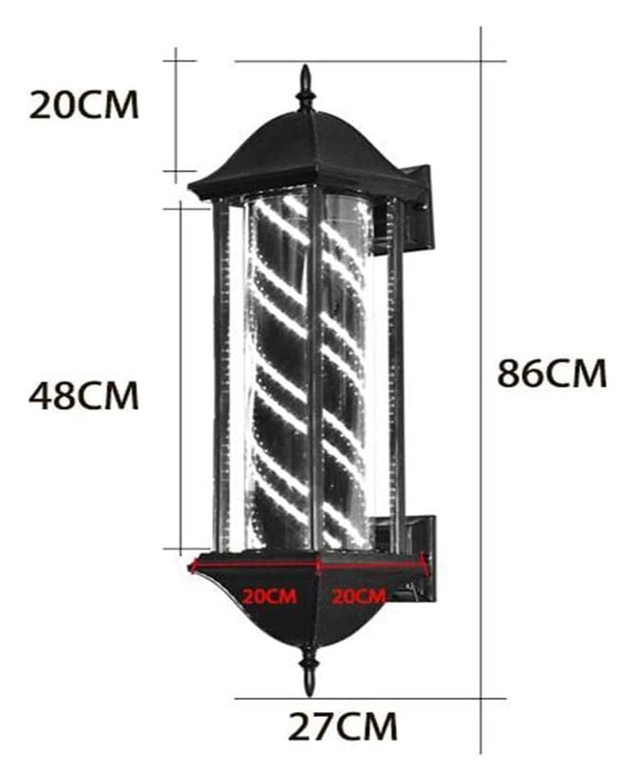 Poste De Barbero Led, Poste De Barbero Impermeable, Poste De Barbería, Cartel De Salón De Peluquería, Poste De Barbería con Rayas Blancas Y Negras Giratorias E Iluminadas