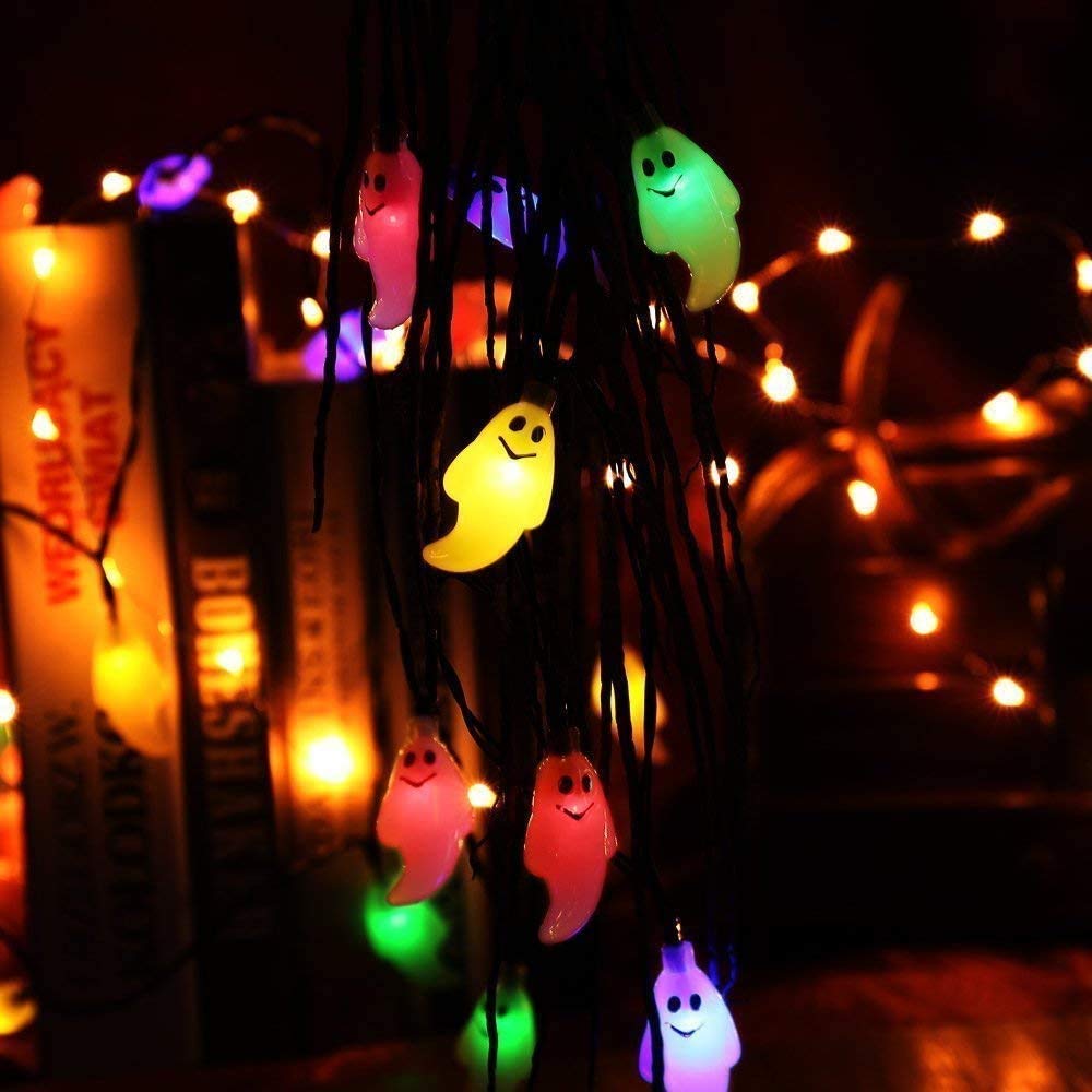 Guirnalda de luces solares fantasmas para exteriores, 32 m, 300 LED, guirnalda de luces solares de fantasma, impermeable, 8 modos para jardín y patio (multicolor)
