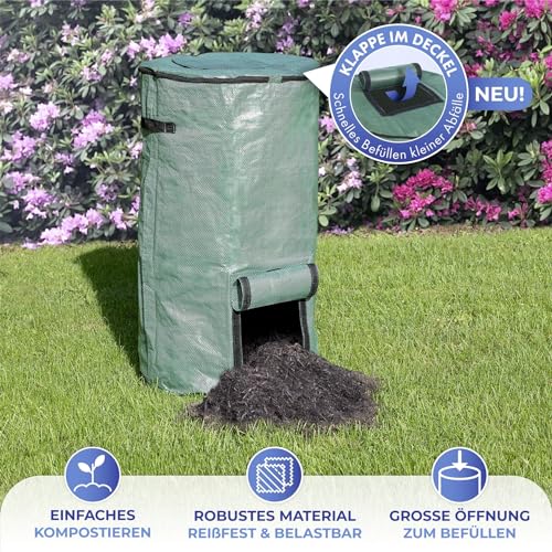 Maximex Komposter, 2er-Set, Sammelstelle für Bioabfälle, zum Herstellen von Humus, mit Klappfenster & Tragegriffen, UV- & witterungsbeständig, robust
