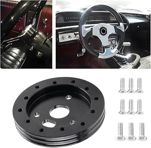 AICEL Adaptador de cubo de volante de automóvil de 0.5 pulgadas, espaciador de conversión de 6 agujeros a 3 agujeros, adaptador de espaciador de