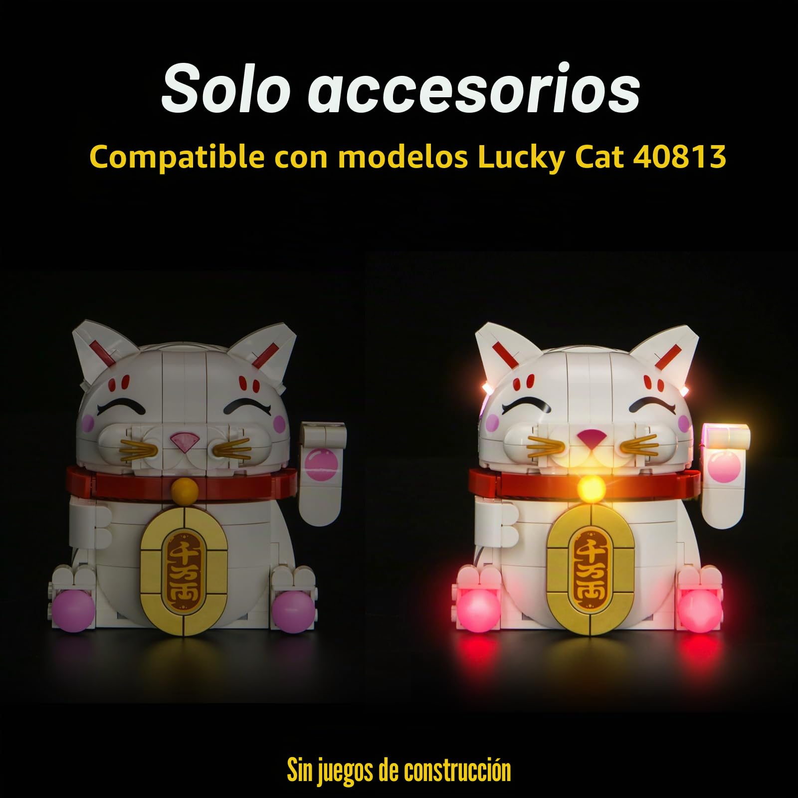Conjunto de luces LED compatible con Lego 40813 Lucky Cat (sin modelo), set de iluminación decorativa Compatible con Lego Lucky Cat juguete creativo