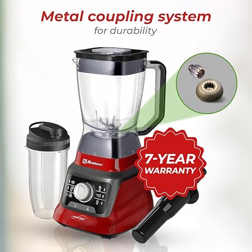 Miniatura 3 de Koblenz Bob Blender, encimera con motor reversible, perilla de velocidad y 6 funciones, motor de 1400 vatios, 68 onzas. capacidad, funcionamiento