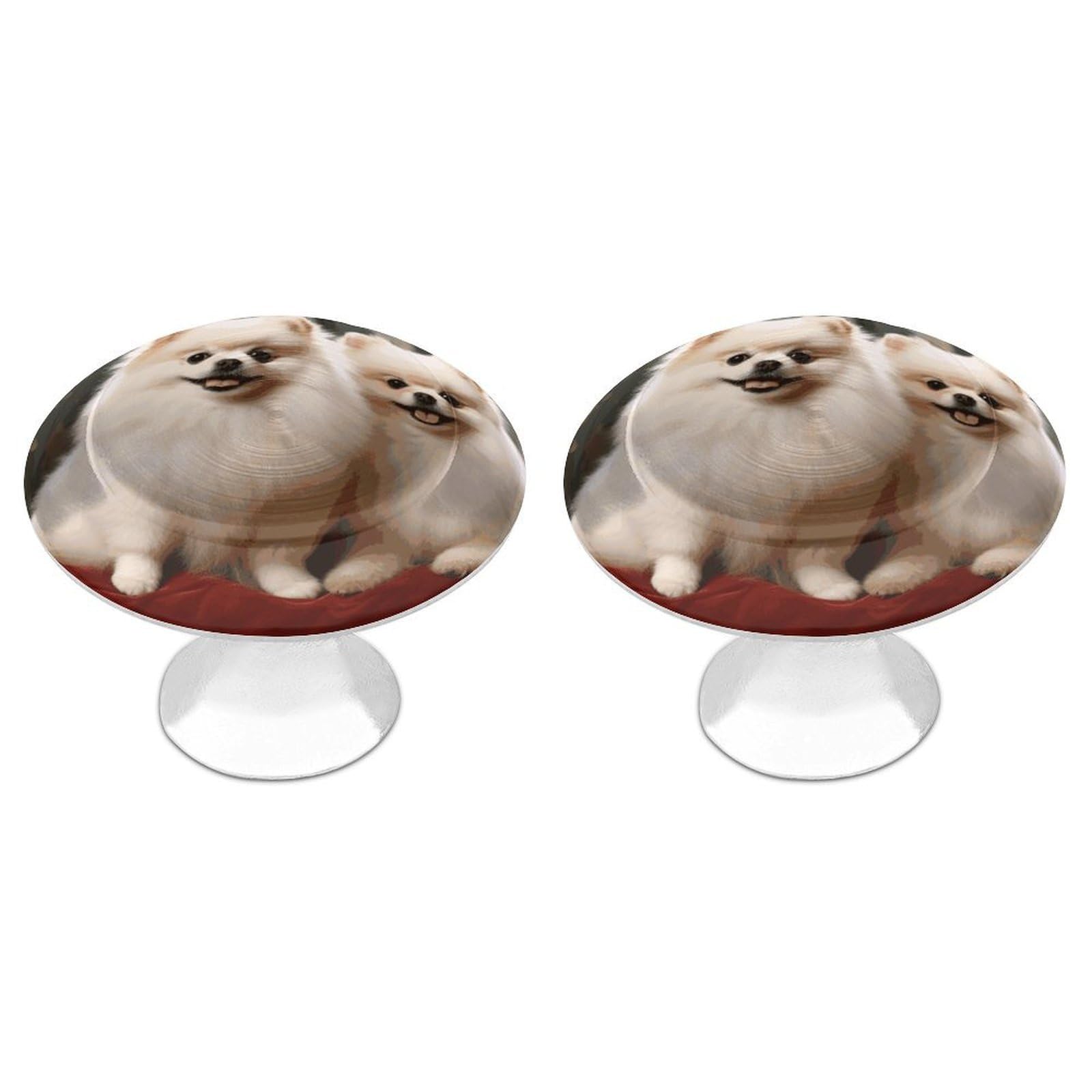 Vstadank Style Short-Haired Pomeranian Dog Drawer Pulls Sturdy Stainless Steel Door Handle Round Cabinet Knobs Fashion Dresser Drawer Knobs Door Pulls Exquisite Cabinet Handles Furniture Pull 2Pcs