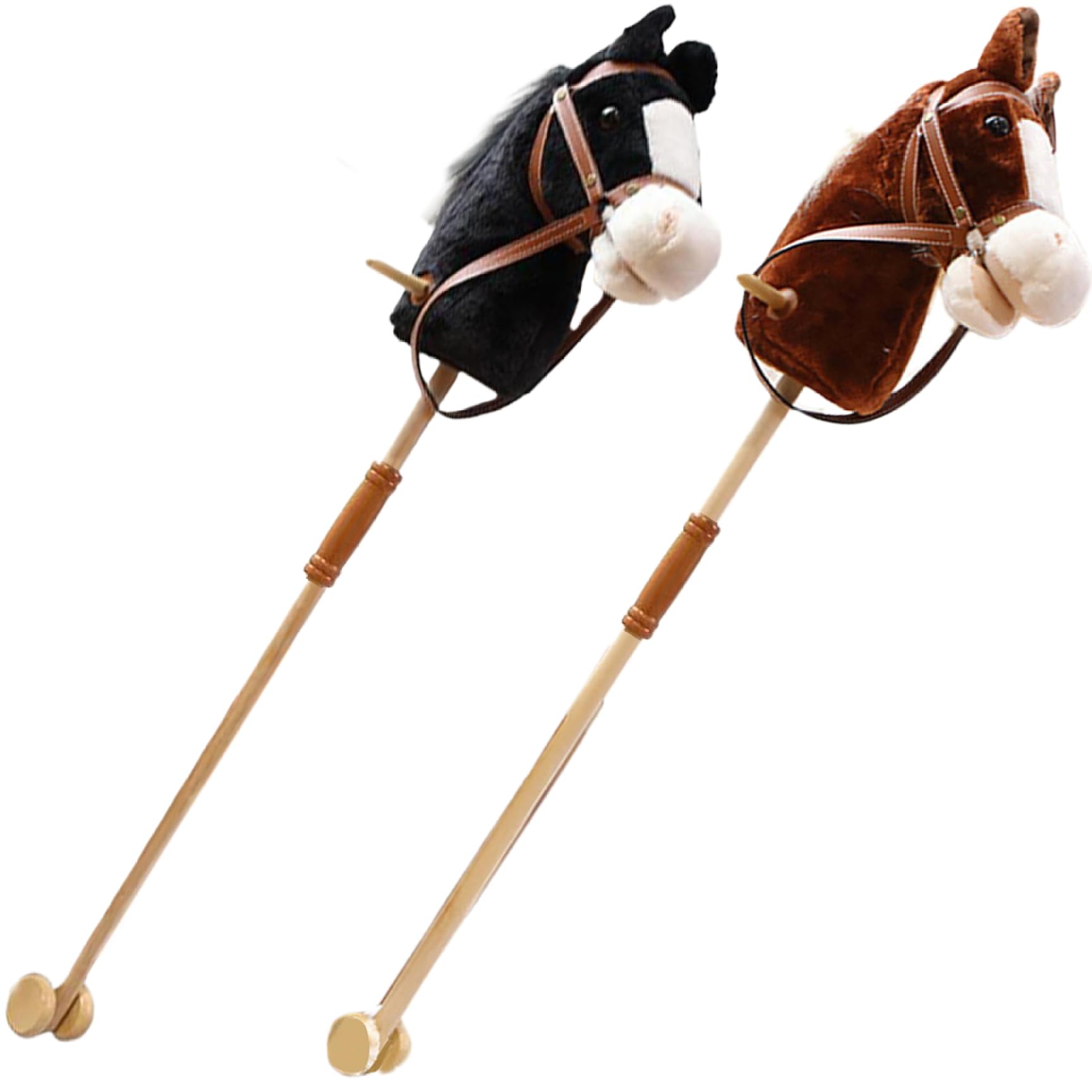 Caballo de Palo con Efectos de Sonido Realistas Felpa 39 Alto Caballo de Hobby de Halloween con Ruedas y Poste de Madera Mango Antideslizante Juguete para Montar para Regalos de niños Marrón