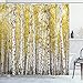 Produktbild ABAKUHAUS Herbst Duschvorhang, Wald Golden Leaves, Stoffliches Gewebe Badezimmerdekorationsset mit Haken, 175 x 180 cm, Gelb und Grau