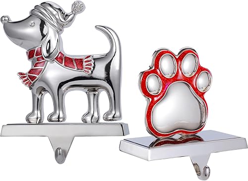 Miniatura 1 de Baseo Paquete de 2 soportes de calcetines para mantel  Soporte de metal para calcetines de Navidad para manto, ganchos para calcetines de chimenea,