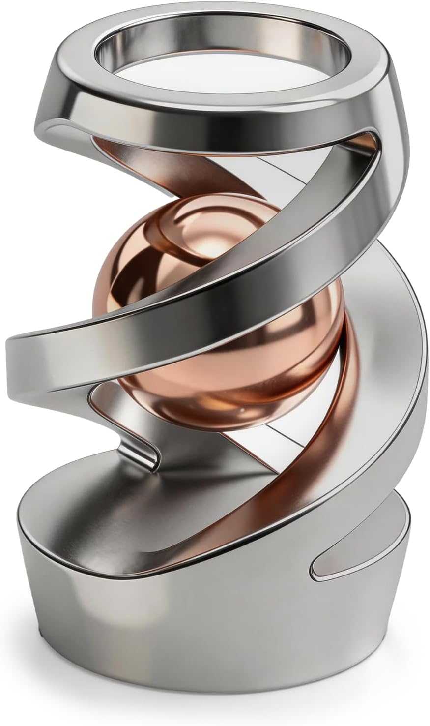 Metal Dynamic Desktop Fidget Toy, Rose Gold Perpetual Motion Inspired Desk Toy, Office Stress Relief Kinetic Spinning Toy for Adults & Teens