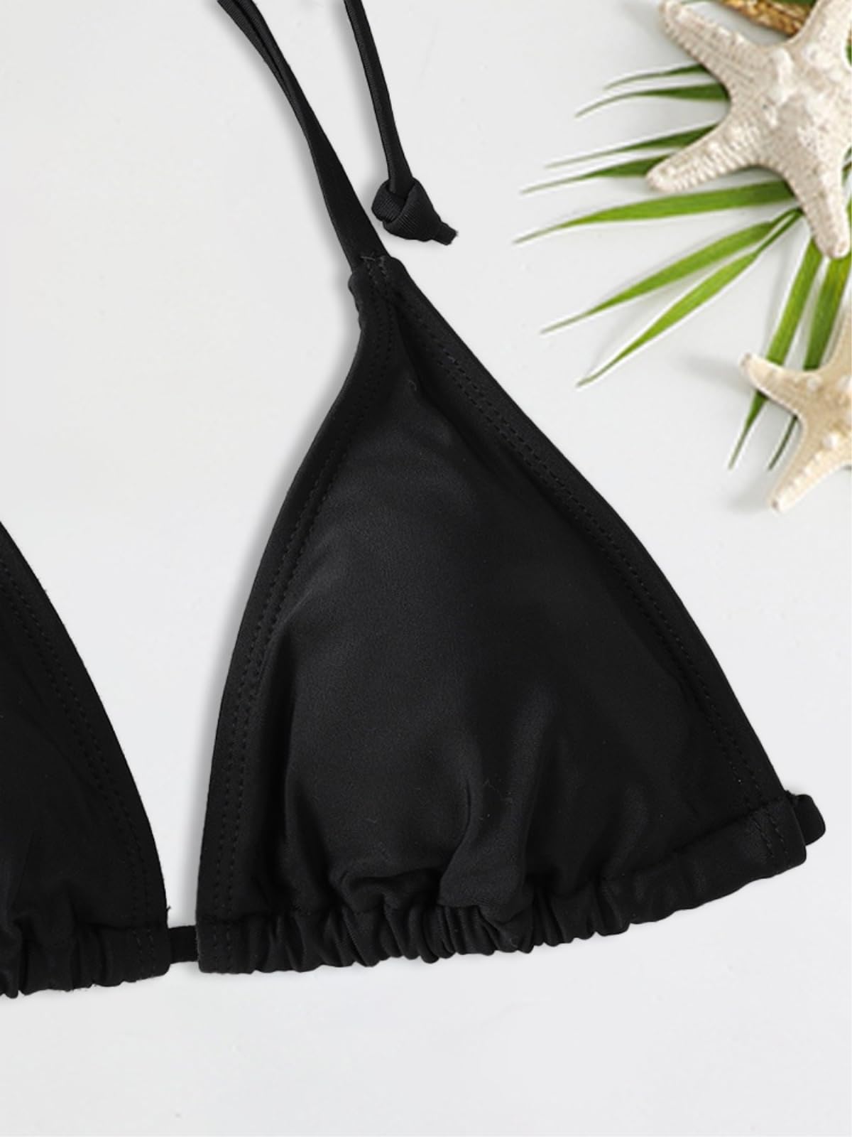 Bikini Donna Donne String Set Triangolo Due Pezzi Costume da Bagno per La Spiaggia-Black-s