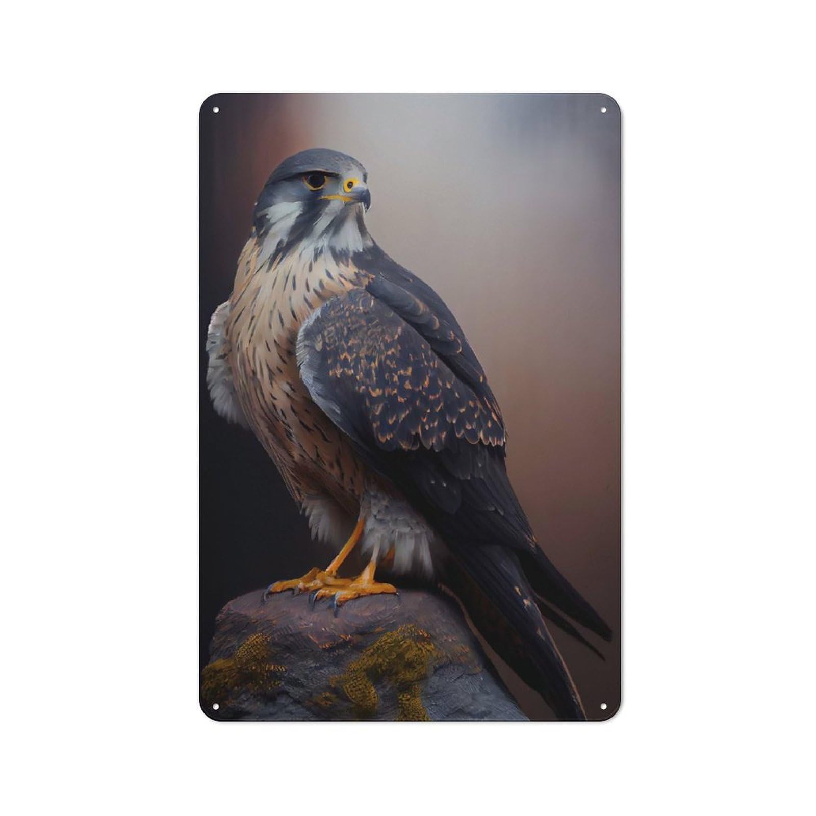 Junmoney Style-1 Tin Wall Plaque 30X20cm With Falcon Bird Of Prey For Hobby Room Or Studio, For Themed Interiors In Hobby Rooms And Studios