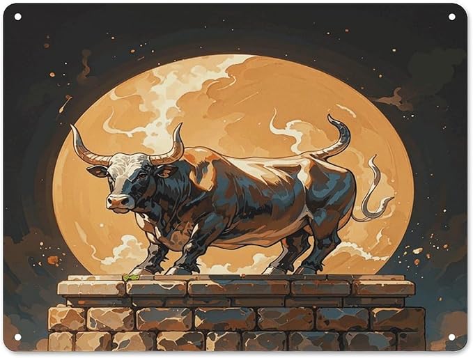 YUXGTKMN Vintage Tin Wall Sign, Taurus (2) Print Horizontal Iron Hanging Picture, Rustic Metal Poster Durable Hanging Wall Ornament for Home Decor