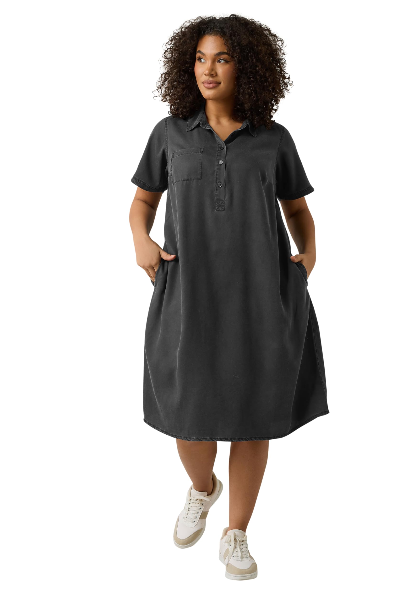 Evans Women's Black Curve Lyocell Denim Dress - Plus Size Curve