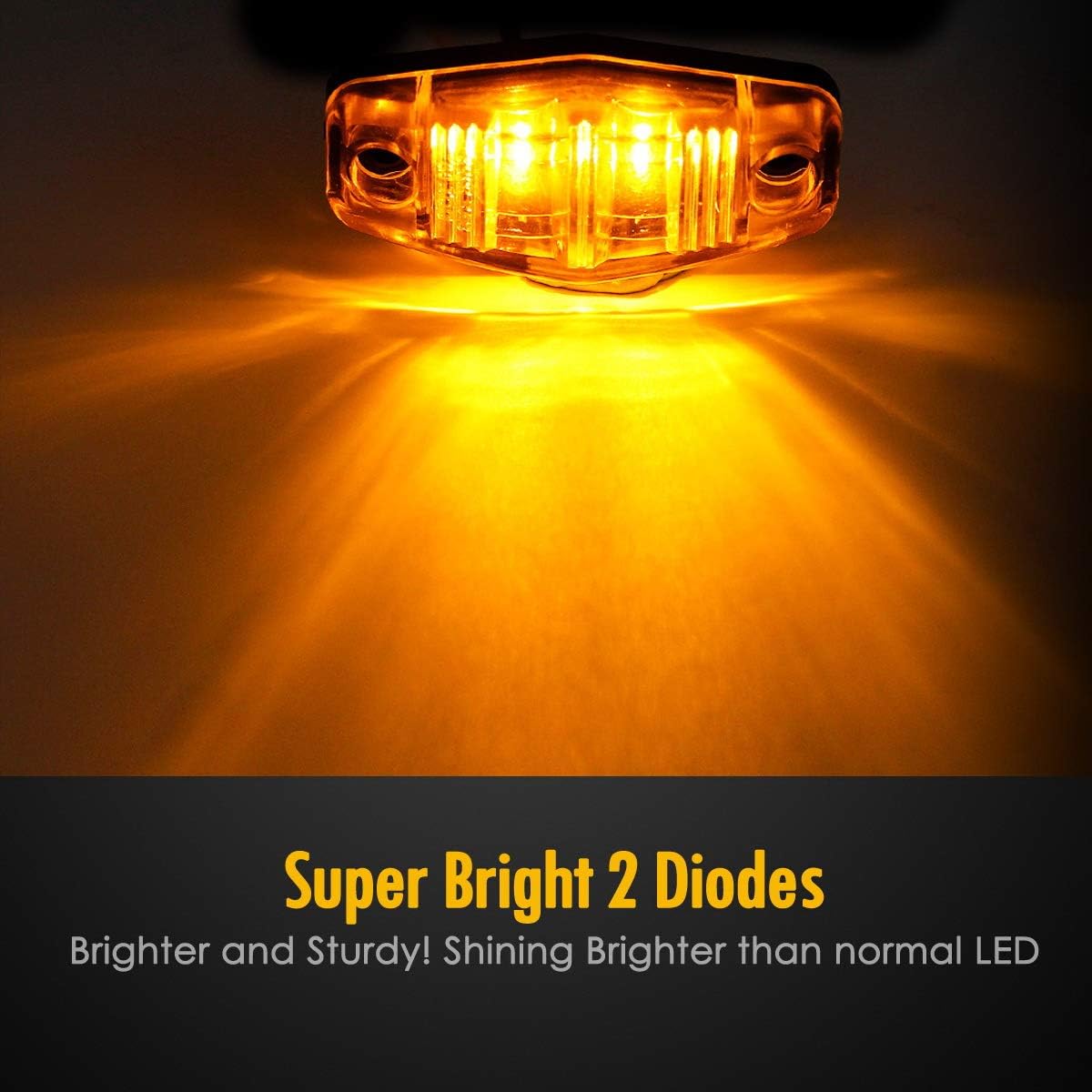 Partsam 2 Pcs 2.5" Amber LED Side Marker Clearance Light Indicator for for Traiker Truck Camper RV, Surface Mount