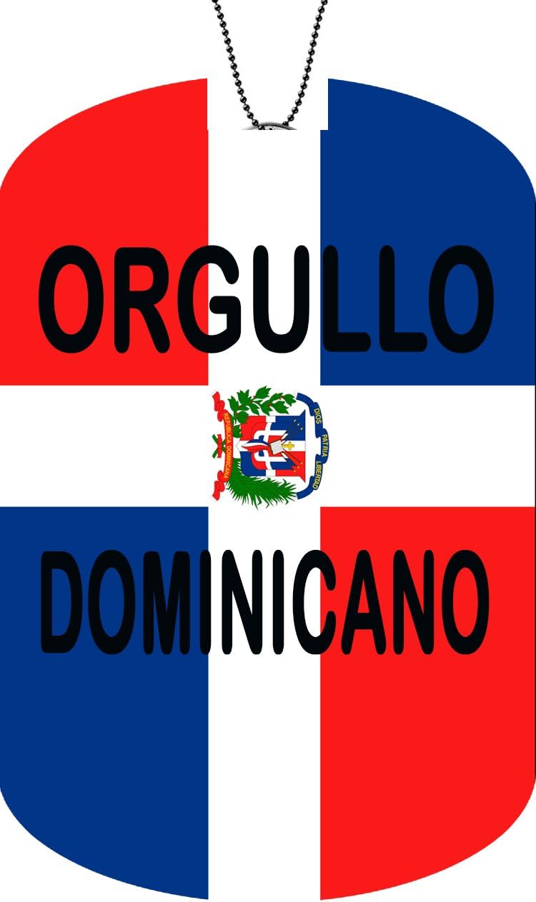 Fast Service Designs DOMINICAN REPUBLIC Flag Adult Car Tag Chain Necklace ORGULLO Dominicano Version