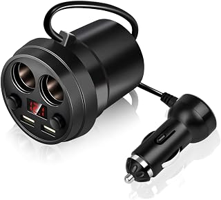 Cup Holder Car Charger with Dual USB,Real-Time Voltage Monitoring 3.1A Fast Charge Cigarette Lighter for Phone Tablet PC