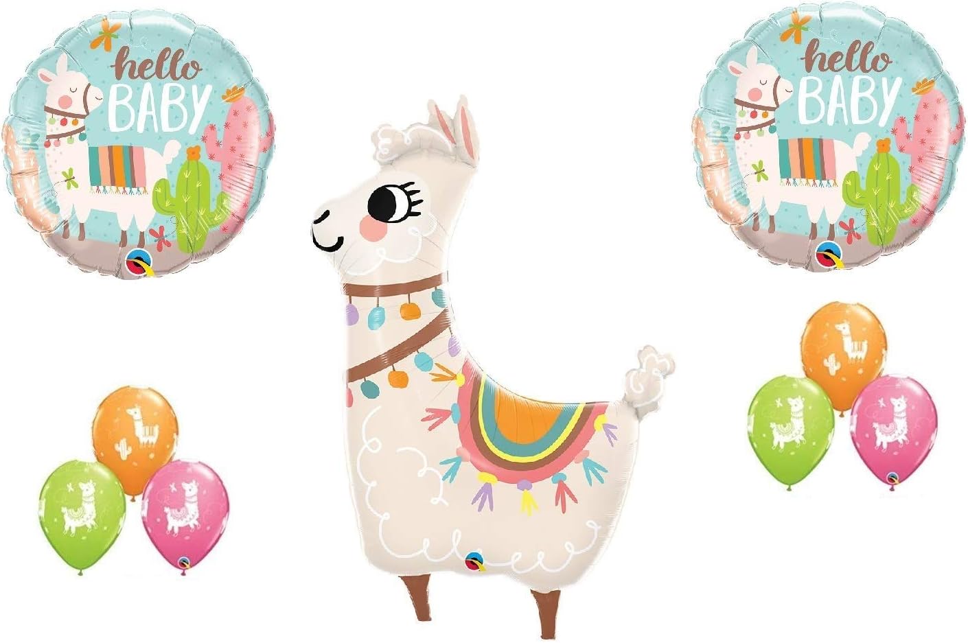 Llama Alpaca Selfie Hello Baby Shower Welcome 10 Piece Party Foil Mylar and Latex Balloons Set