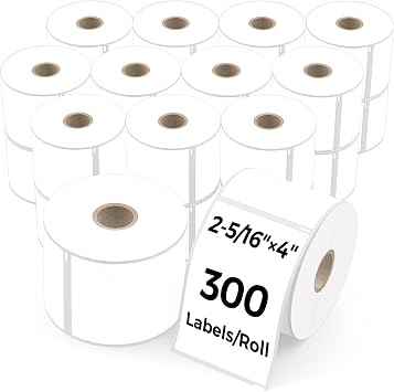 24 Rolls Thermal Shipping Labels Compatible for Dymo 30256 (2 5/16 x 4) | 7200 Pcs White Multipurpose Labels Perforated Fits for Labelwriter 450, 450 Turbo, 4XL Printers (NOT for 550, 5XL)