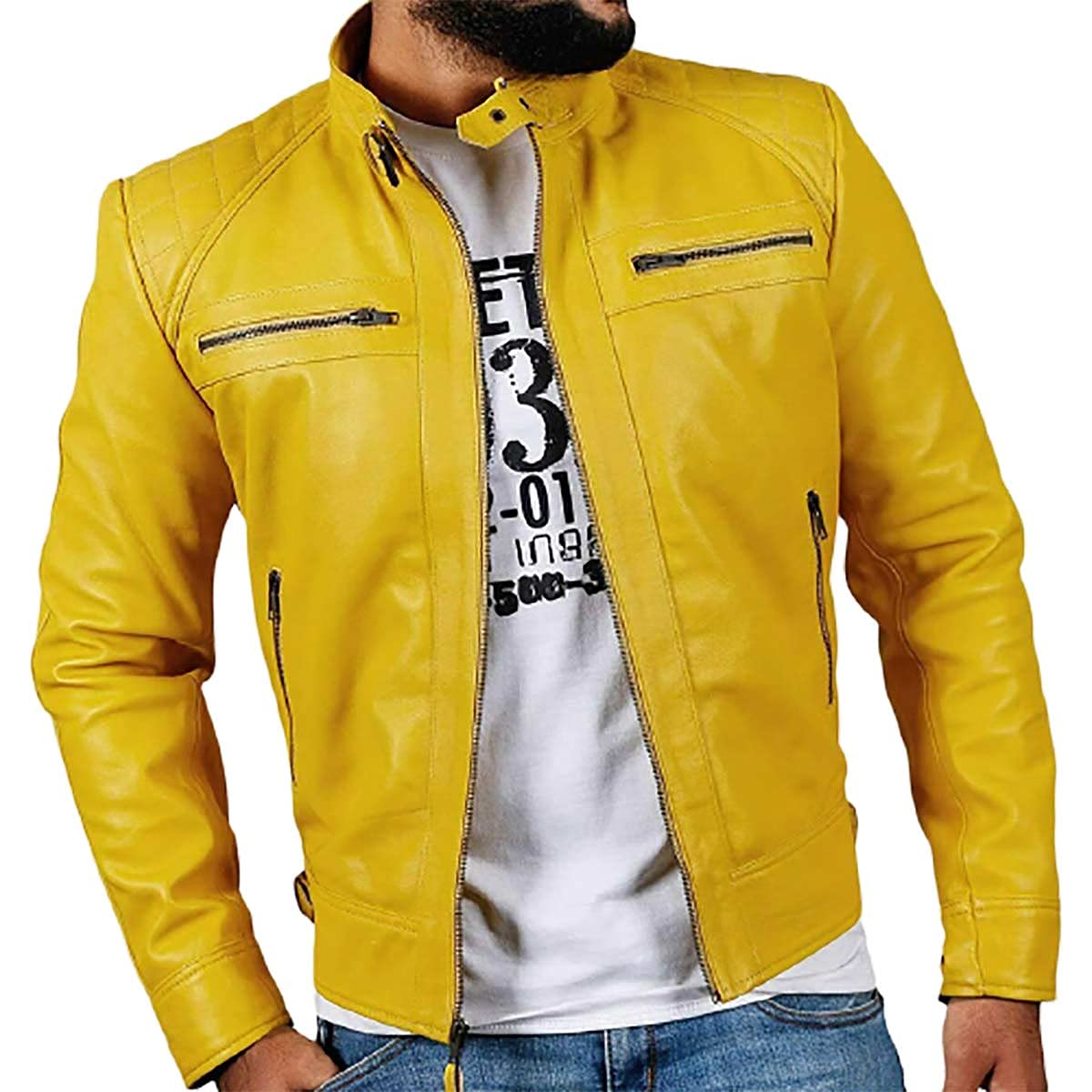 ウェア Men's Yellow and White Jacket Amazon.com: TOBTCUSDEE Light Jackets for Men Skull Jacket