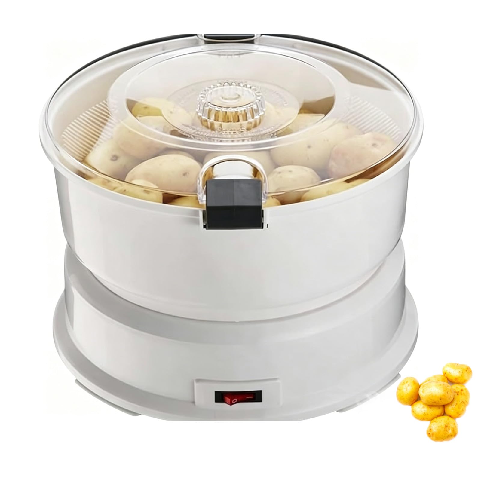Pelapatate Elettrico, Rumbler Per Patate Elettrico Da 85 W Con Contenitore E Blocco Di Sicurezza Rotante Per Pelare Patate E Centrifugare Le Verdure Per Rimuovere L'acqua In Eccesso