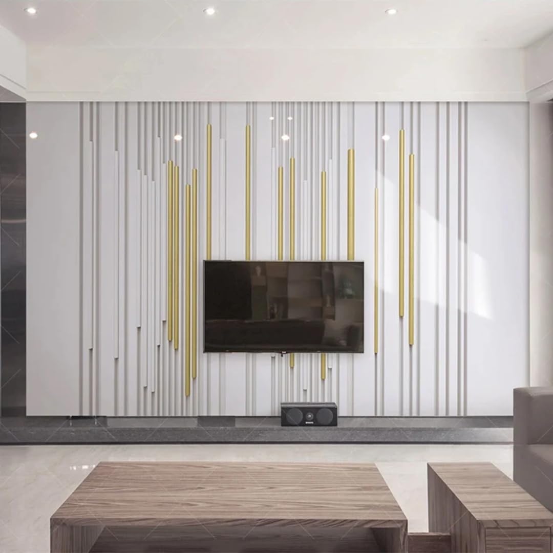 Papier peint mural 3D géométrique doré pour salon et chambre