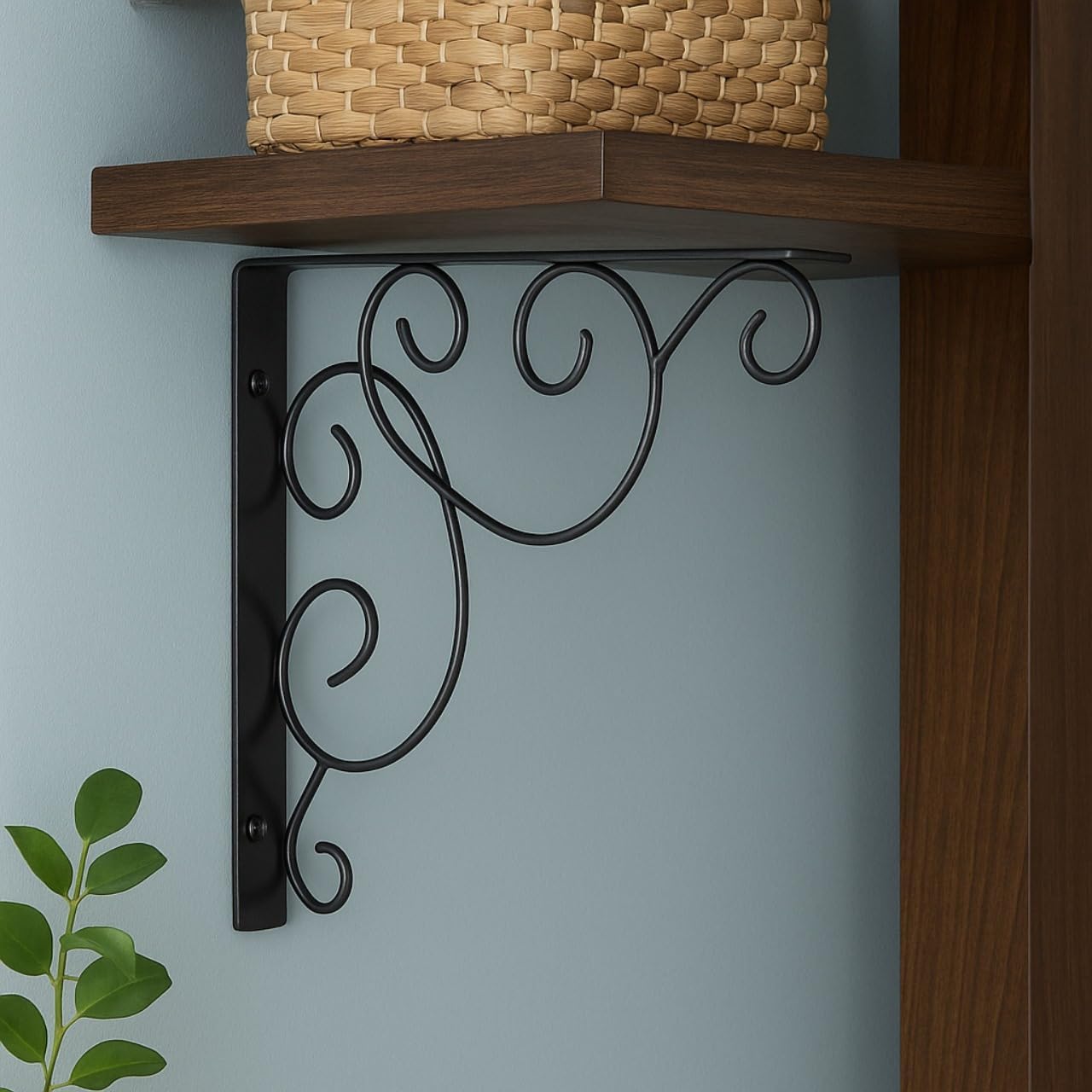 Decorative Black Heavy Duty Metal Shelf Brackets | Supports L Angle Shape Designer Corner Brace Joint Holder Home Improvement Hardware