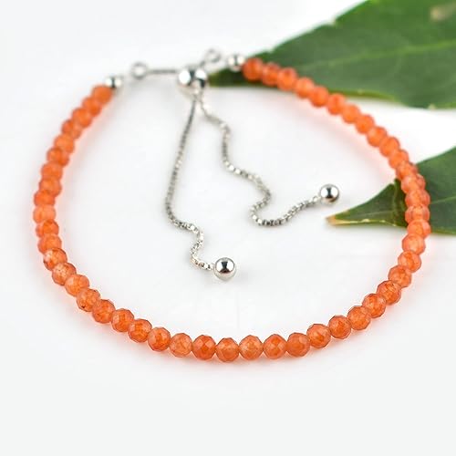 Miniatura 54 de OdrillionGems Pulsera de bolo de plata de ley 925 con cuentas redondas facetadas, hecha a mano, minimalista, cristales curativos, deslizante