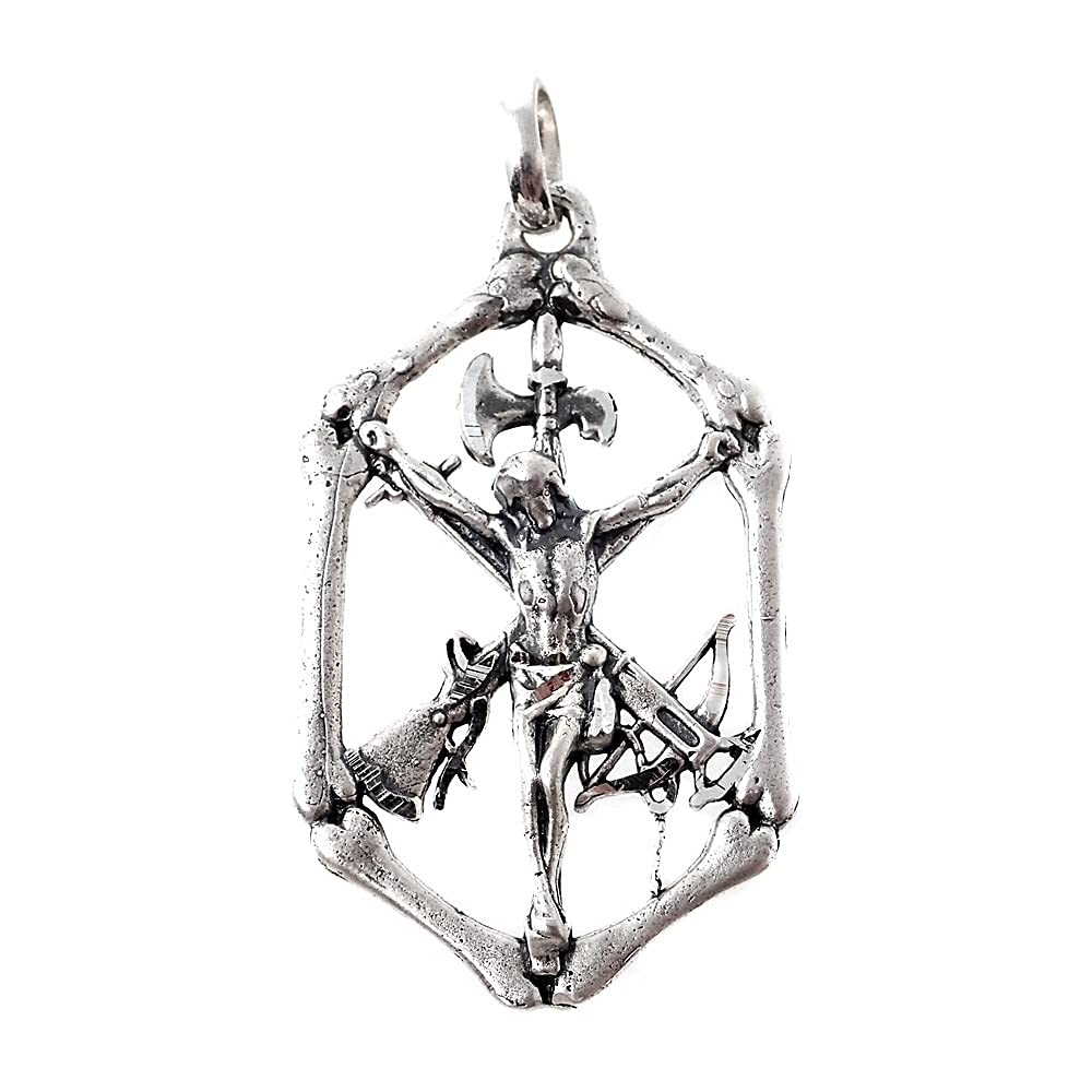 Cristo de la Legión colgante Plata Ley 925m macizo 53mm. Calado unisex liso