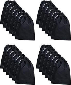 Washable Shoe Bags Long Lasting Nylon Fabric Soft & Smooth Travel Shoes Pouch - 24 Pcs Black Storage Shoe Cover