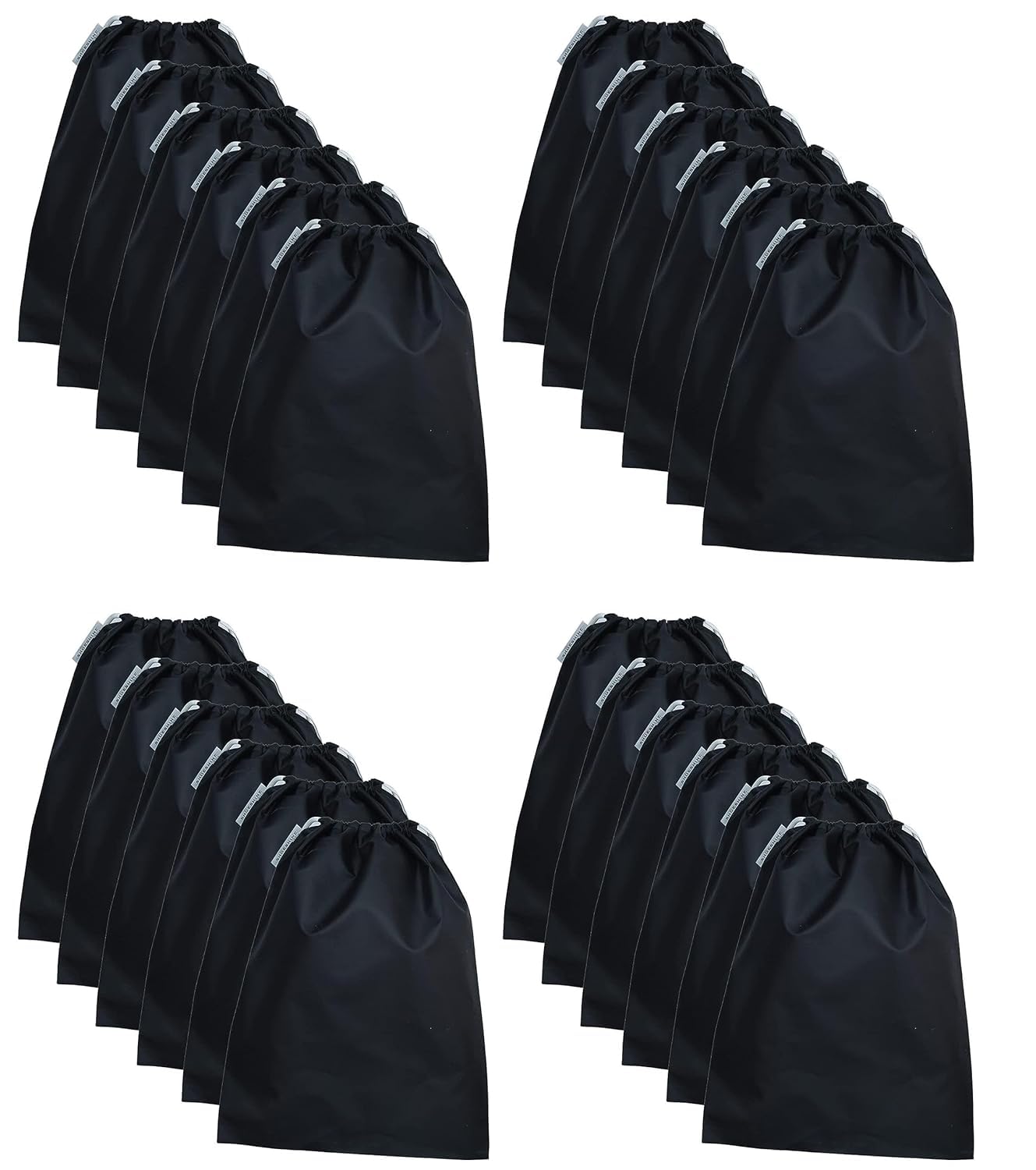 SHOESHINE Washable Shoe Bags Long Lasting Nylon Fabric Soft & Smooth Travel Shoes Pouch - 24 Pcs Black Storage Shoe Cover