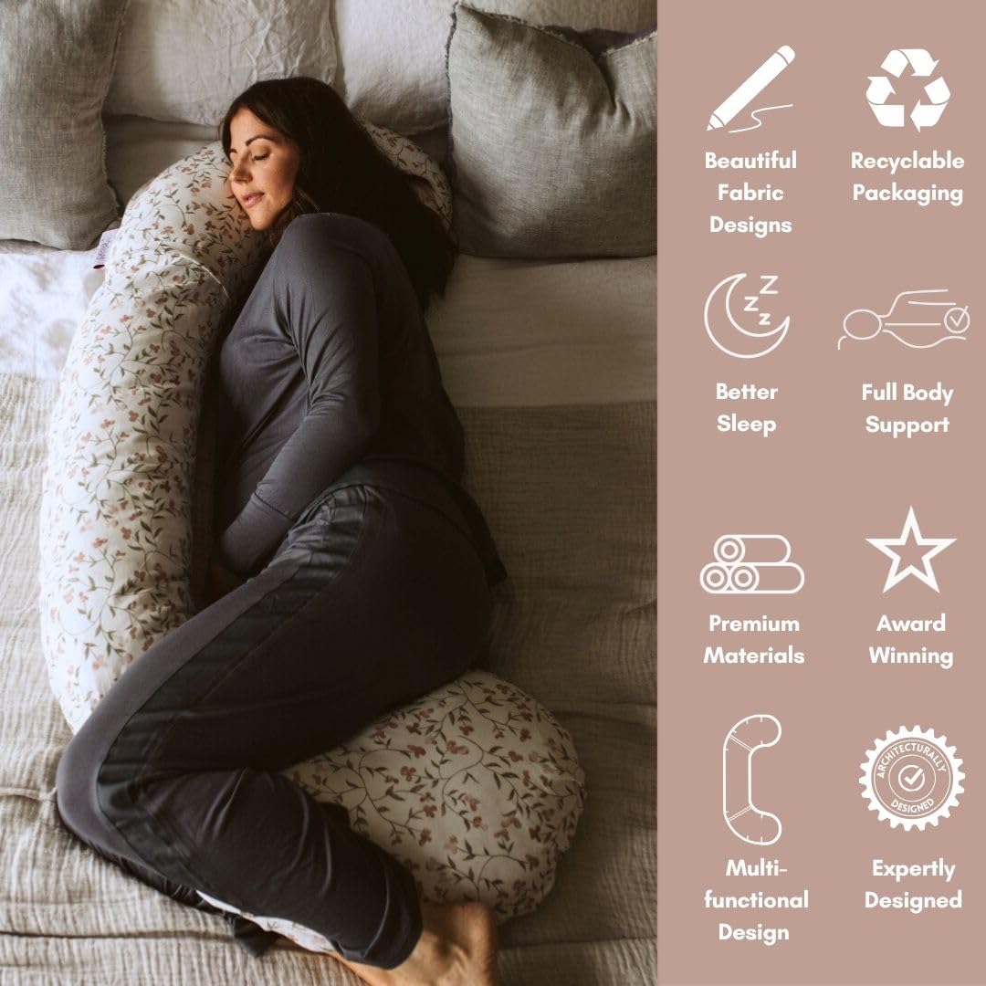 BellaMoon Almohada de embarazo 3 en 1, soporte de almohada de cuerpo completo para mujeres embarazadas, almohadas de embarazo ajustables en forma de C para dormir, amamantar y tumbona para bebé, funda