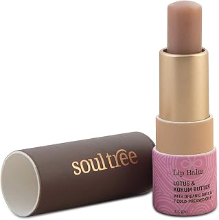 SoulTree Ayurvedic Lip Balm - Lotus and Kokum Butter | Heal & Moisturise Lips | Natural Lip Care for Soft, Nourished Lips with Soothing Lotus and Kokum Butter-3.5gm