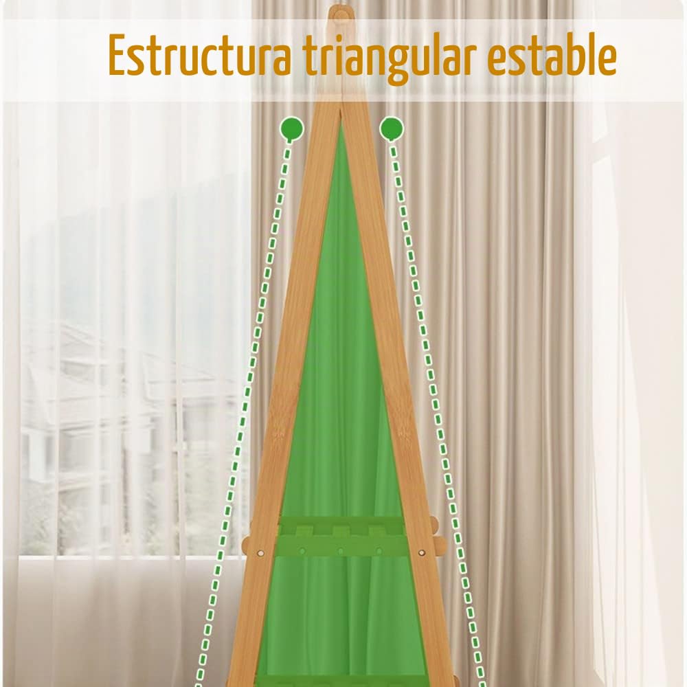 Perchero Burro de Bambú, Perchero de Pie Armario Abierto Madera con Raíles para Ropa, Percheros Burro para Dormitorio, Sala de Estar Oficina, Fácil Ensamblar