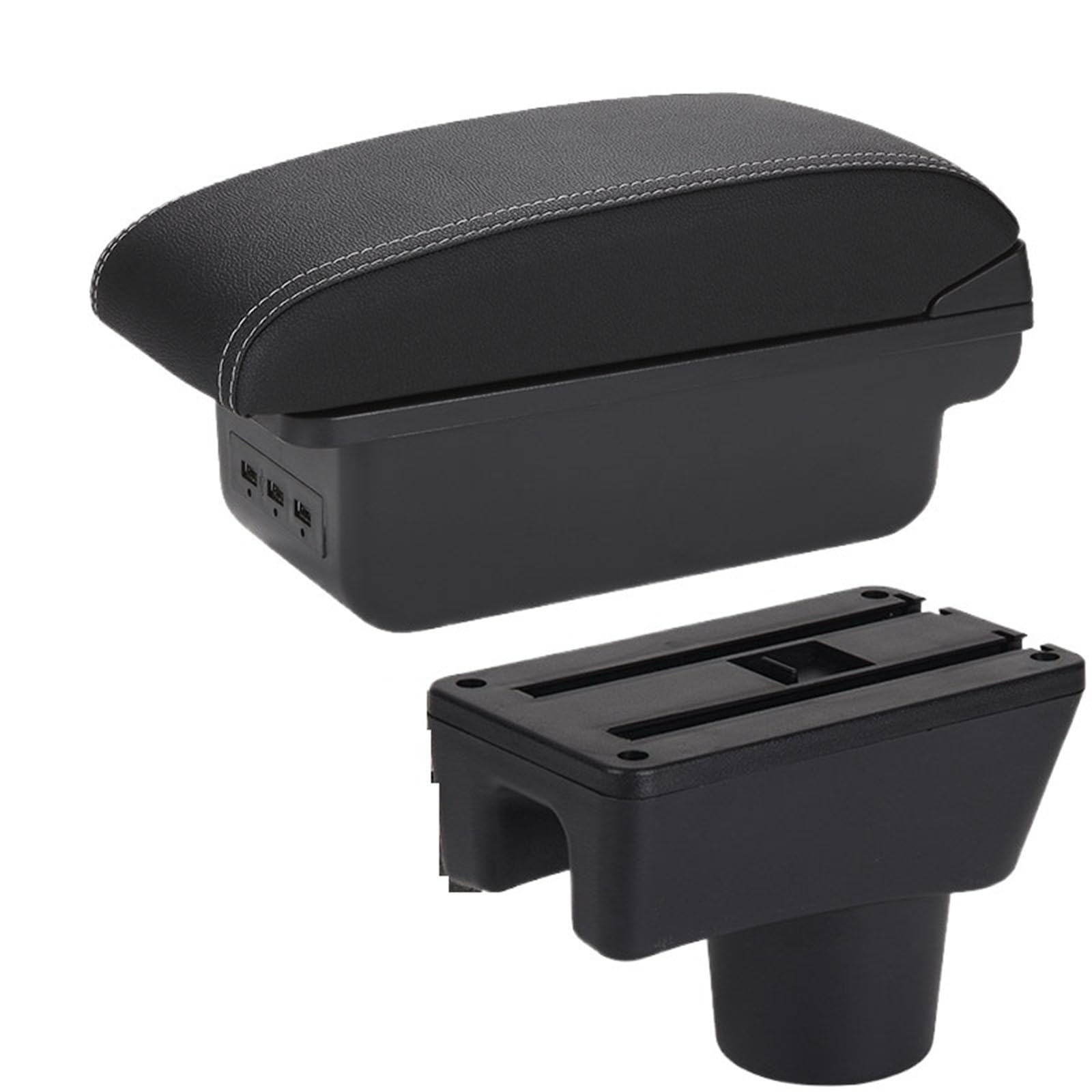 XINQQDC Console Armrest Armrest Box Fit For Dodge Attitude Fit For Mitsubishi Space Star Car Armrest Storage Box Car Accessories Car Armrest Organizer(B3 Black white 3USB)