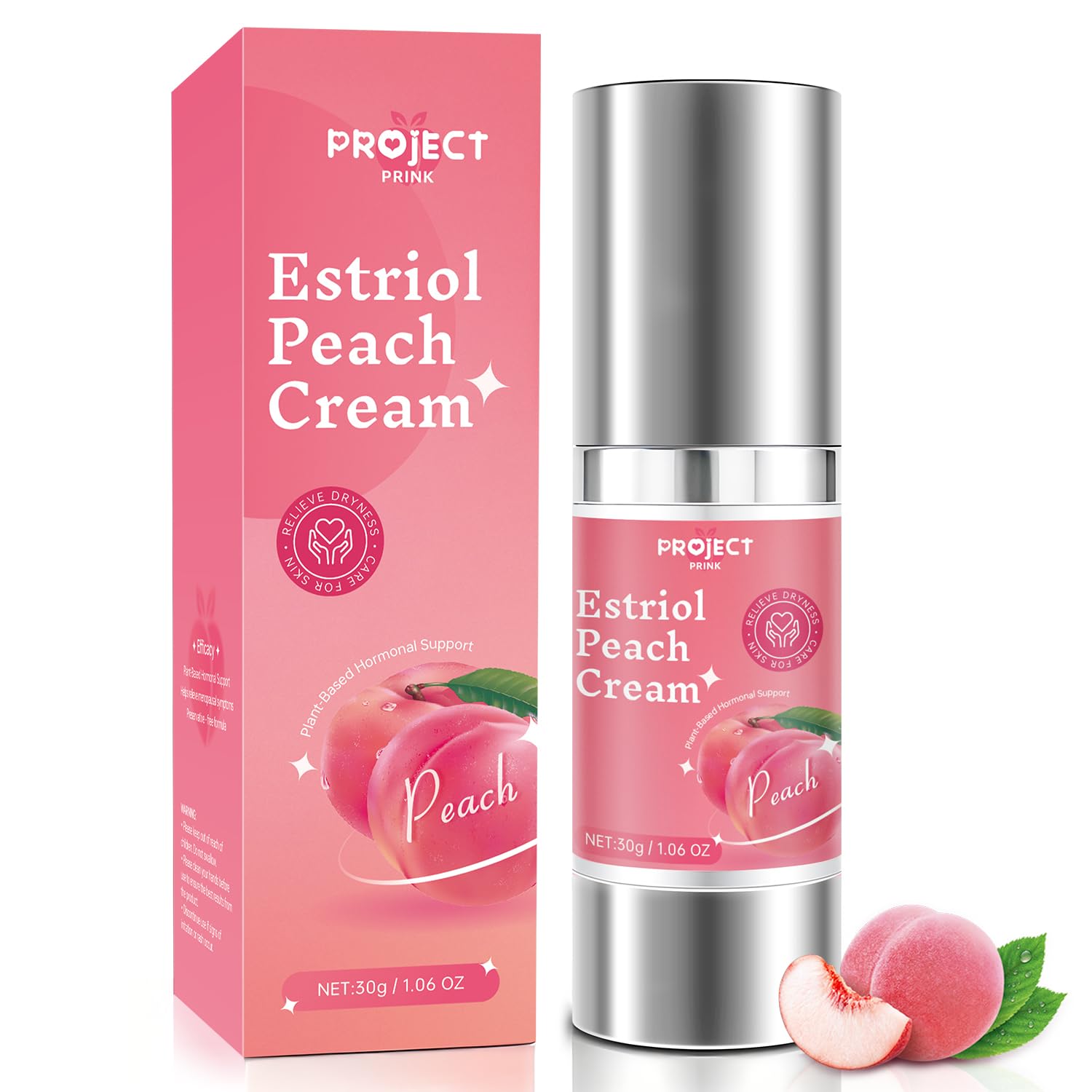 Silky Peach Cream for Women, Vaginal Estrogen Cream for Women Hormone Balance, Relief Menopause Vaginal Dryness & Vaginal Itching (1 fl.oz)